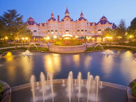 Disneyland Hotel at night